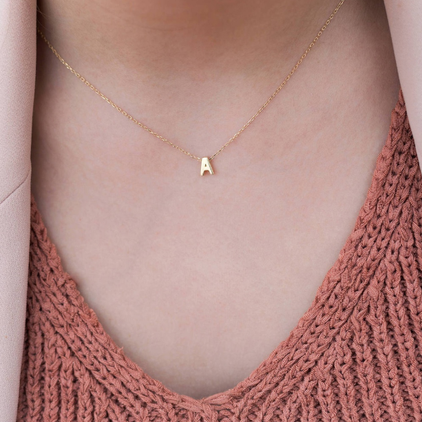 Fashion Cute Tiny Initial Letters Pendant Necklace Gold Silver Plated Chain Choker For Women Metal Jewelry Gift
