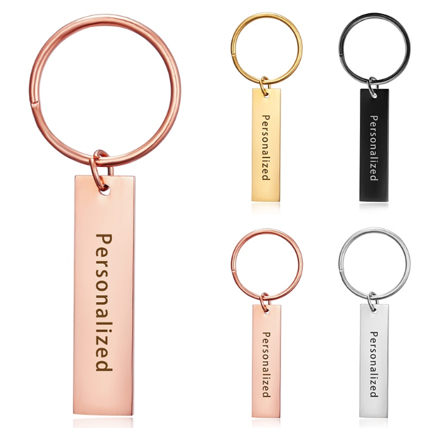 DIY Stainless Steel Keychain With Box Free Engraving Custom Jewelry Accessories Men Women Fashion Korea Memorial Gift Couple Friendship Key Chain Factory Wholesale